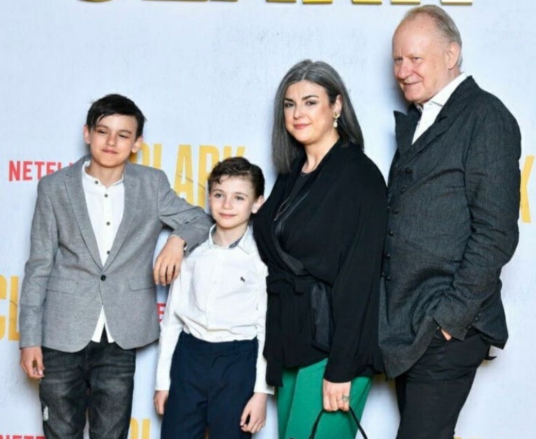 stellan skarsgård with megan everett and their sons